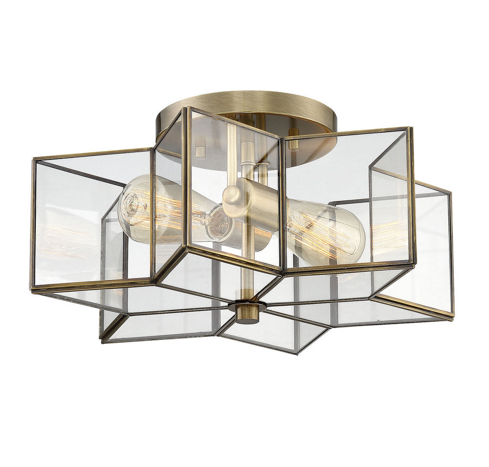 MERIDIAN, MODERN NATURAL BRASS SEMI-FLUSH, SEMI FLUSH MOUNT LIGHT