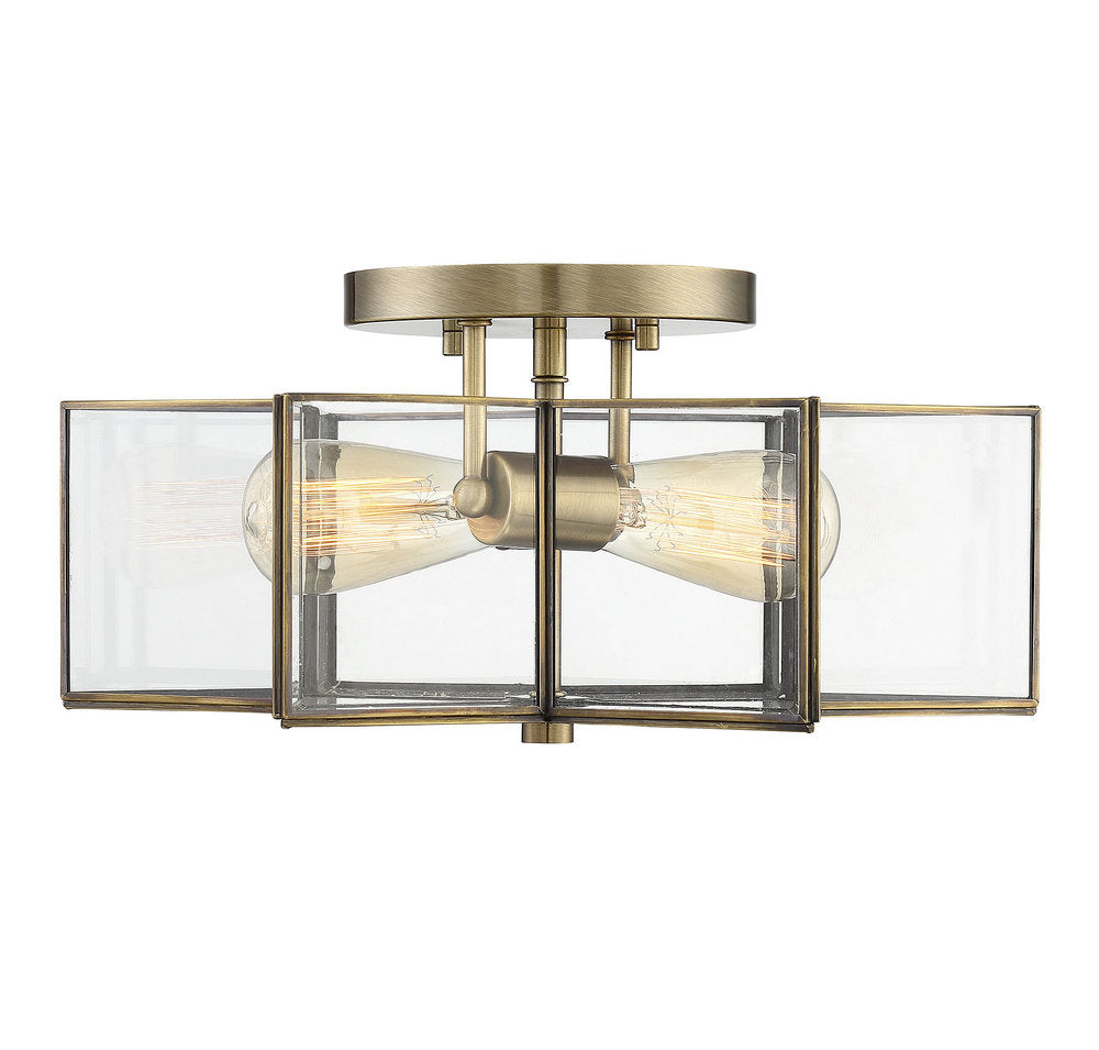 MERIDIAN, MODERN NATURAL BRASS SEMI-FLUSH, SEMI FLUSH MOUNT LIGHT