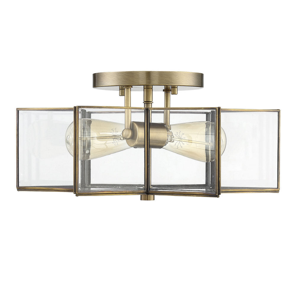 MERIDIAN, MODERN NATURAL BRASS SEMI-FLUSH, SEMI FLUSH MOUNT LIGHT