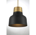 MERIDIAN, VINTAGE MID-CENTURY MODERN MATTE BLACK WITH NATURAL BRASS PENDANT, PENDANT LIGHT