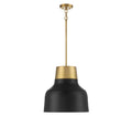 MERIDIAN, VINTAGE MID-CENTURY MODERN MATTE BLACK WITH NATURAL BRASS PENDANT, PENDANT LIGHT
