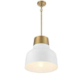 MERIDIAN, VINTAGE MID-CENTURY MODERN WHITE WITH NATURAL BRASS PENDANT, PENDANT LIGHT