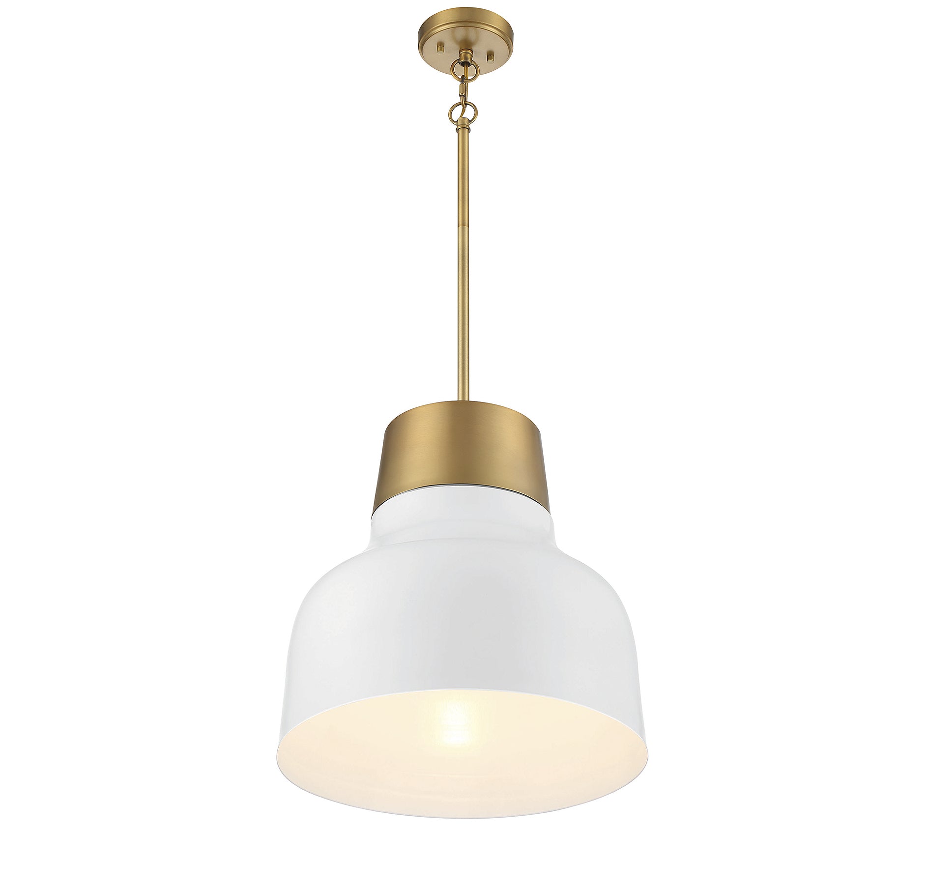MERIDIAN, VINTAGE MID-CENTURY MODERN WHITE WITH NATURAL BRASS PENDANT, PENDANT LIGHT