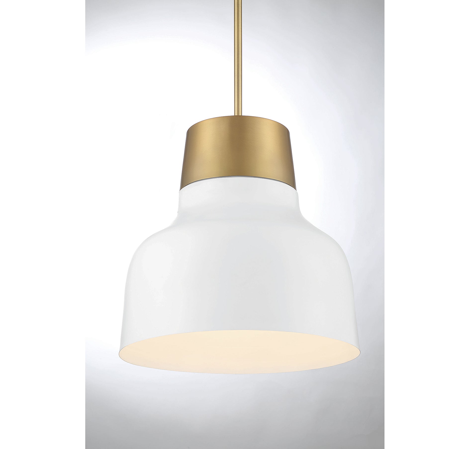 MERIDIAN, VINTAGE MID-CENTURY MODERN WHITE WITH NATURAL BRASS PENDANT, PENDANT LIGHT