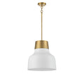 MERIDIAN, VINTAGE MID-CENTURY MODERN WHITE WITH NATURAL BRASS PENDANT, PENDANT LIGHT