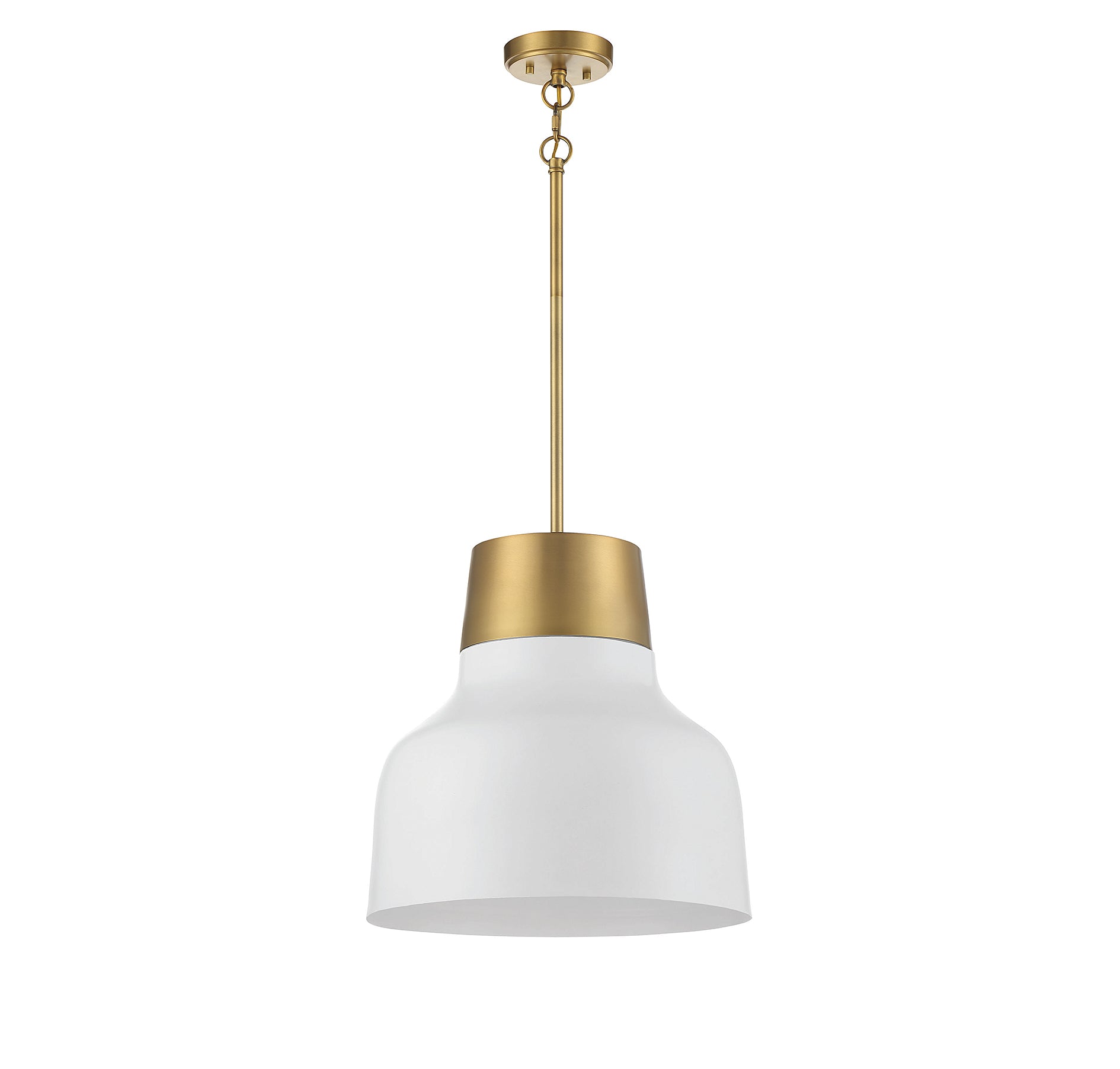 MERIDIAN, VINTAGE MID-CENTURY MODERN WHITE WITH NATURAL BRASS PENDANT, PENDANT LIGHT