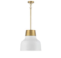 MERIDIAN, VINTAGE MID-CENTURY MODERN WHITE WITH NATURAL BRASS PENDANT, PENDANT LIGHT