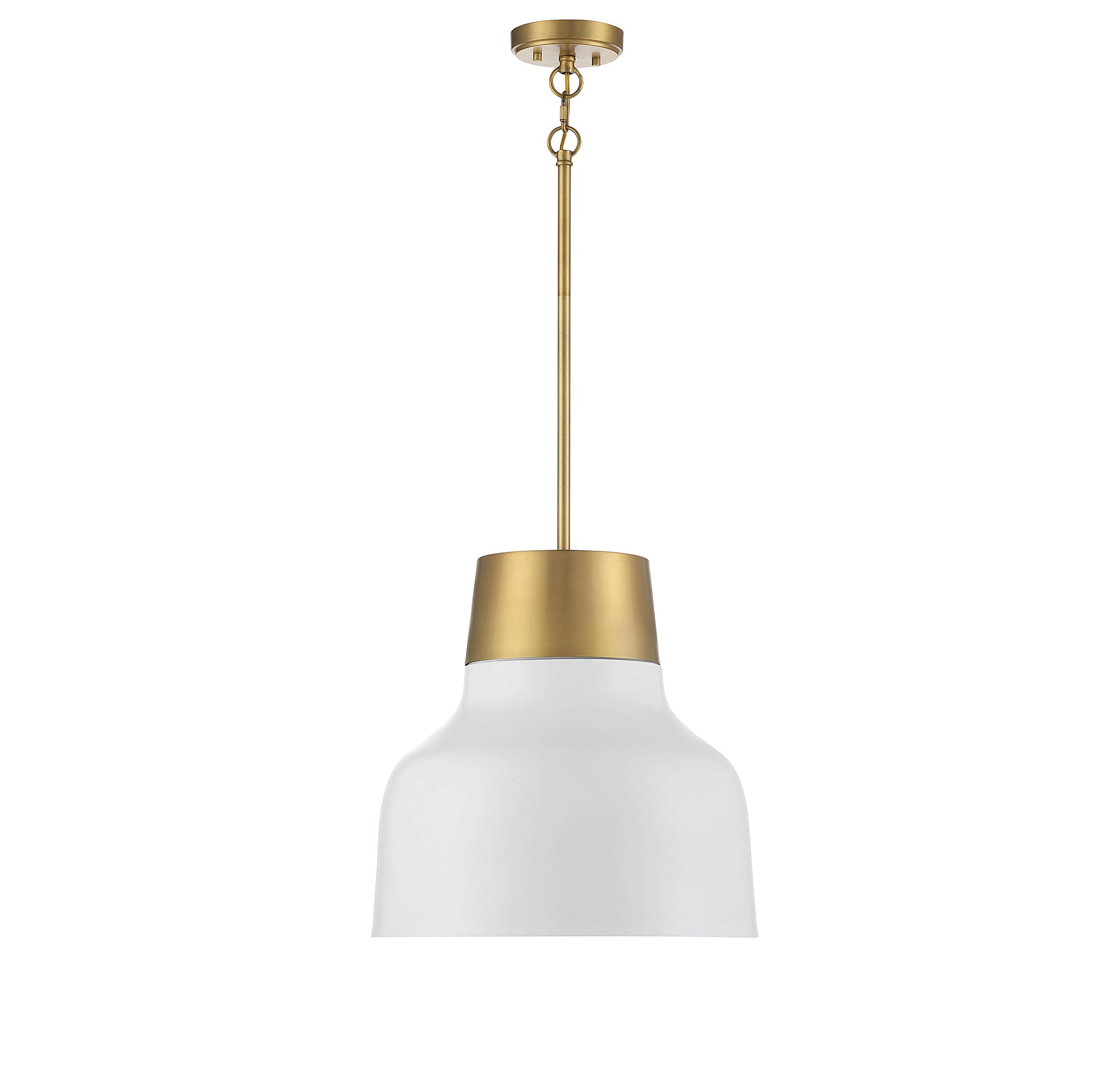 MERIDIAN, VINTAGE MID-CENTURY MODERN WHITE WITH NATURAL BRASS PENDANT, PENDANT LIGHT