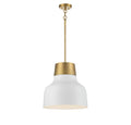 MERIDIAN, VINTAGE MID-CENTURY MODERN WHITE WITH NATURAL BRASS PENDANT, PENDANT LIGHT