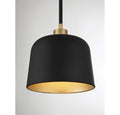 MERIDIAN, VINTAGE MID-CENTURY MODERN MATTE BLACK WITH NATURAL BRASS PENDANT, PENDANT LIGHT