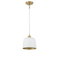 MERIDIAN, VINTAGE MID-CENTURY MODERN WHITE WITH NATURAL BRASS PENDANT, PENDANT LIGHT