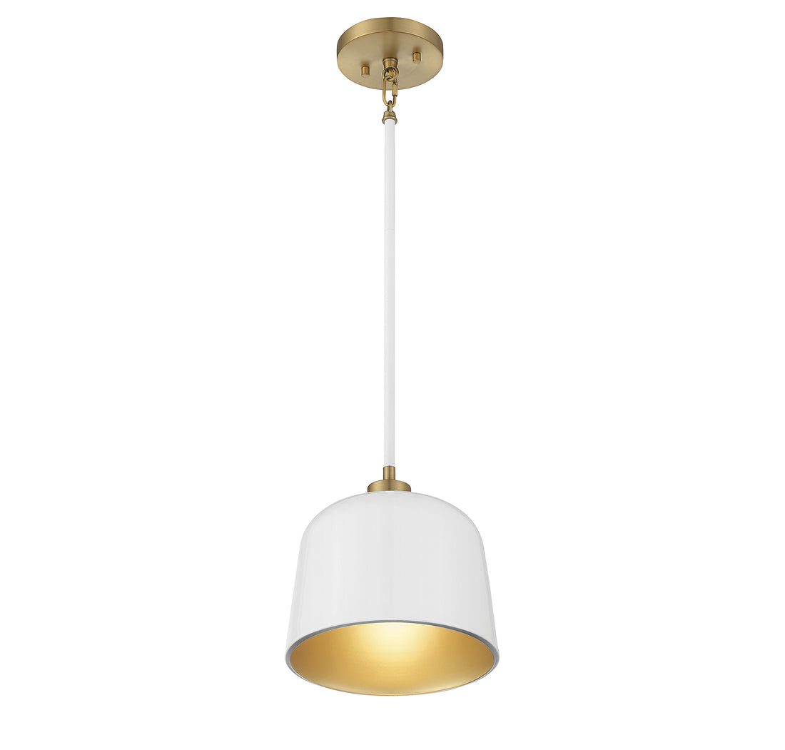 MERIDIAN, VINTAGE MID-CENTURY MODERN WHITE WITH NATURAL BRASS PENDANT, PENDANT LIGHT