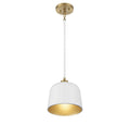MERIDIAN, VINTAGE MID-CENTURY MODERN WHITE WITH NATURAL BRASS PENDANT, PENDANT LIGHT