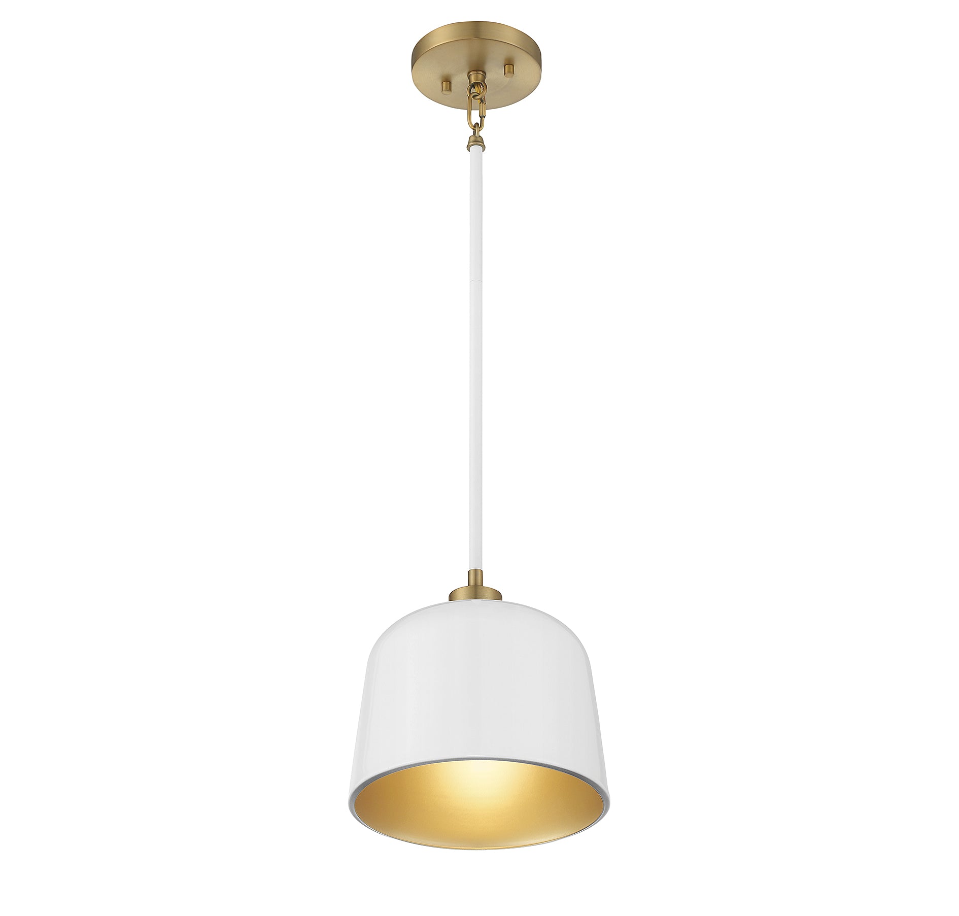 MERIDIAN, VINTAGE MID-CENTURY MODERN WHITE WITH NATURAL BRASS PENDANT, PENDANT LIGHT