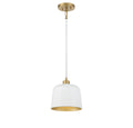 MERIDIAN, VINTAGE MID-CENTURY MODERN WHITE WITH NATURAL BRASS PENDANT, PENDANT LIGHT