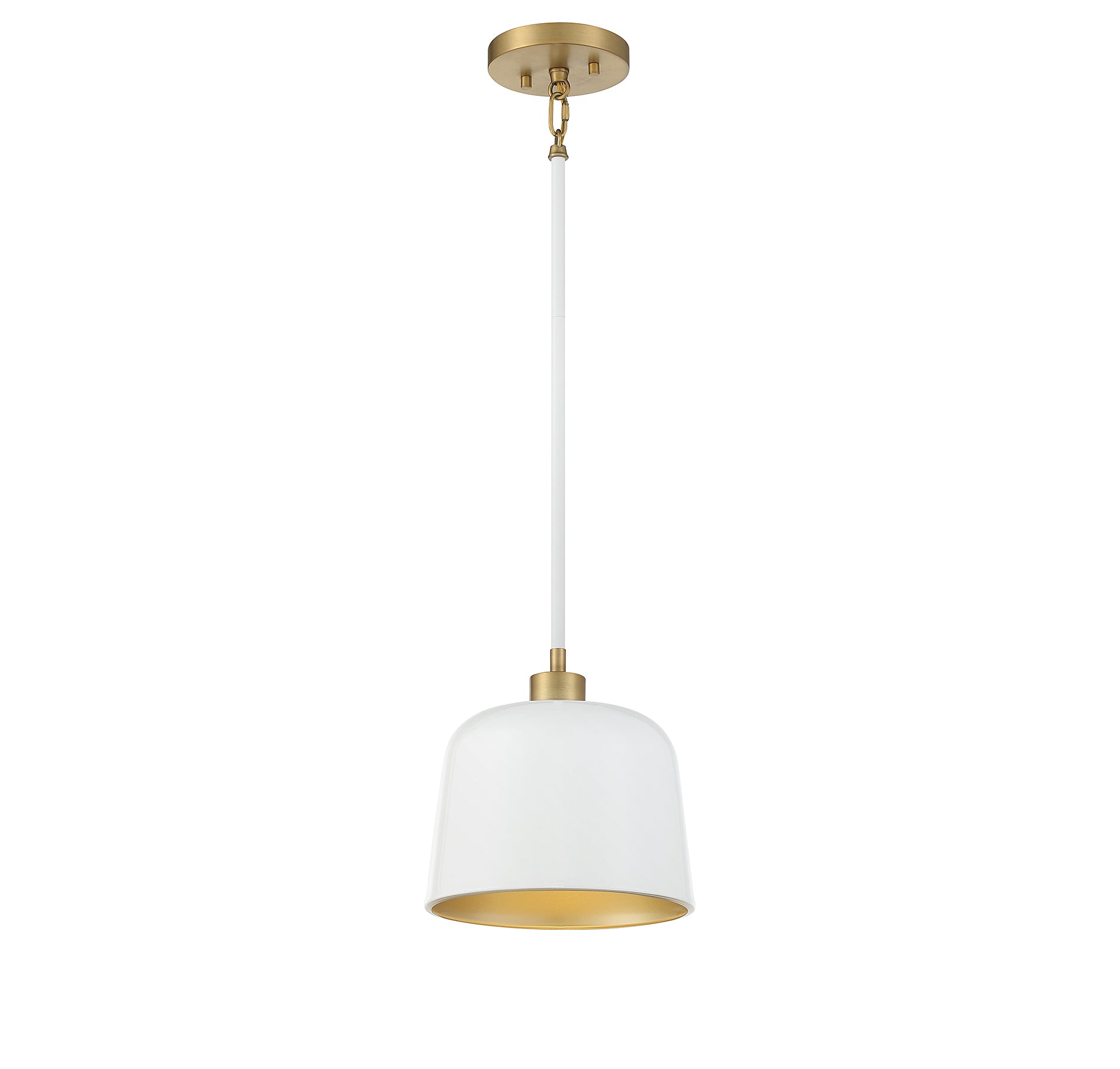 MERIDIAN, VINTAGE MID-CENTURY MODERN WHITE WITH NATURAL BRASS PENDANT, PENDANT LIGHT