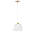 MERIDIAN, VINTAGE MID-CENTURY MODERN WHITE WITH NATURAL BRASS PENDANT, PENDANT LIGHT