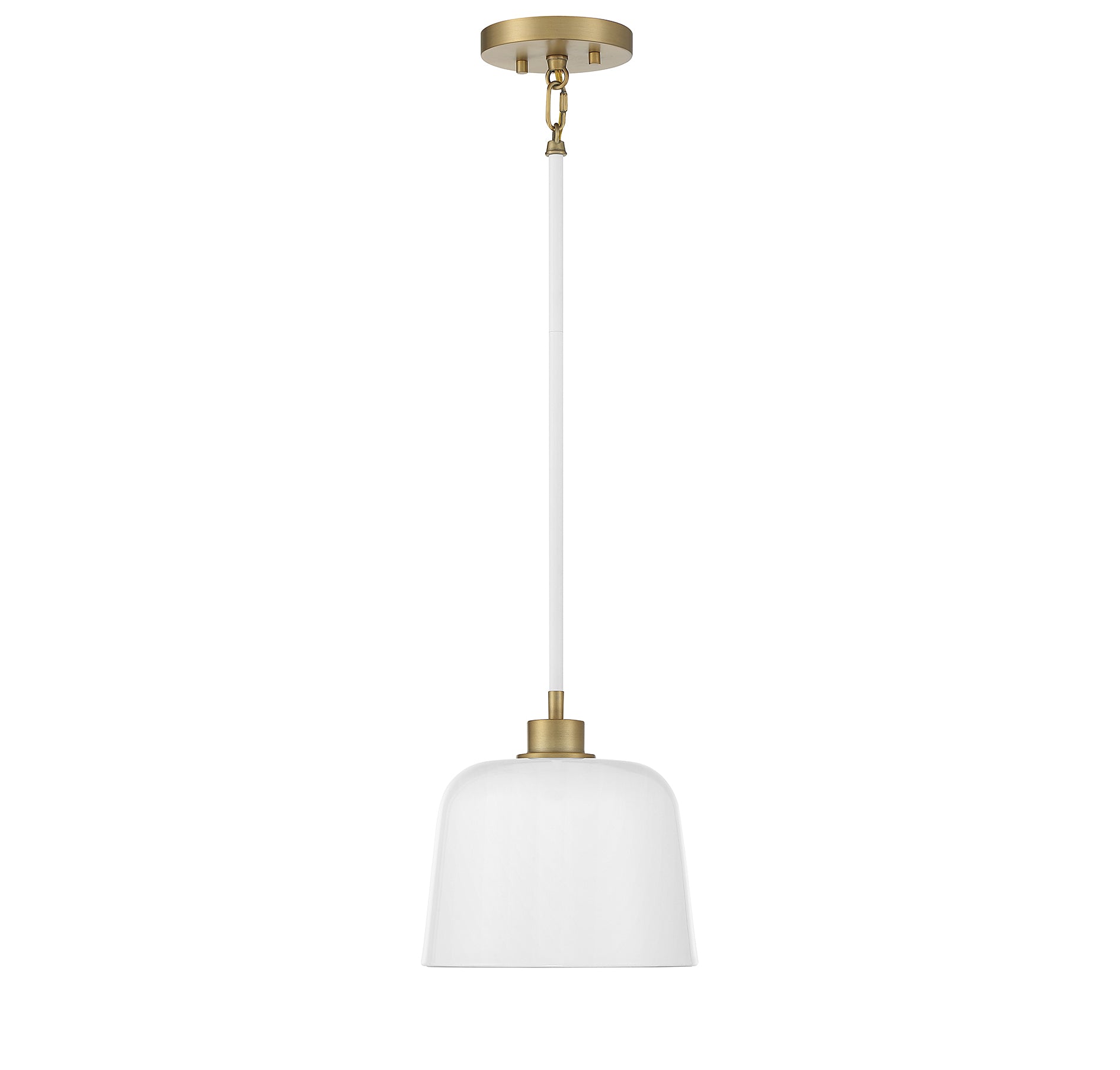 MERIDIAN, VINTAGE MID-CENTURY MODERN WHITE WITH NATURAL BRASS PENDANT, PENDANT LIGHT