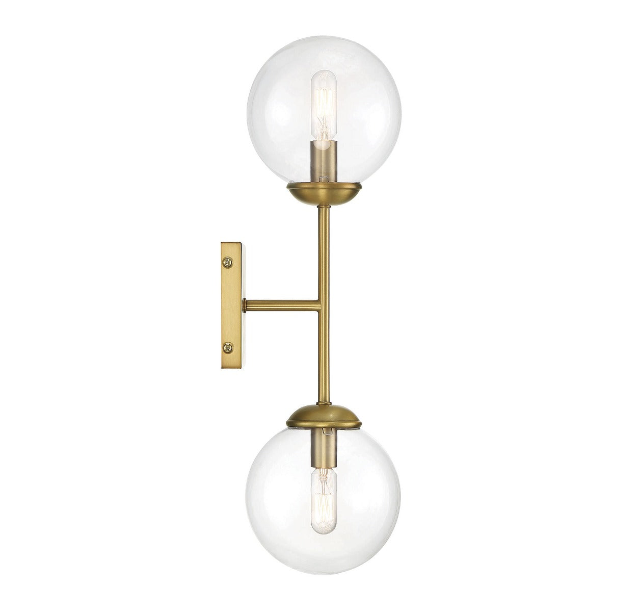 MERIDIAN, MID-CENTURY MODERN TRANSITIONAL NATURAL BRASS SCONCE, WALL SCONCES