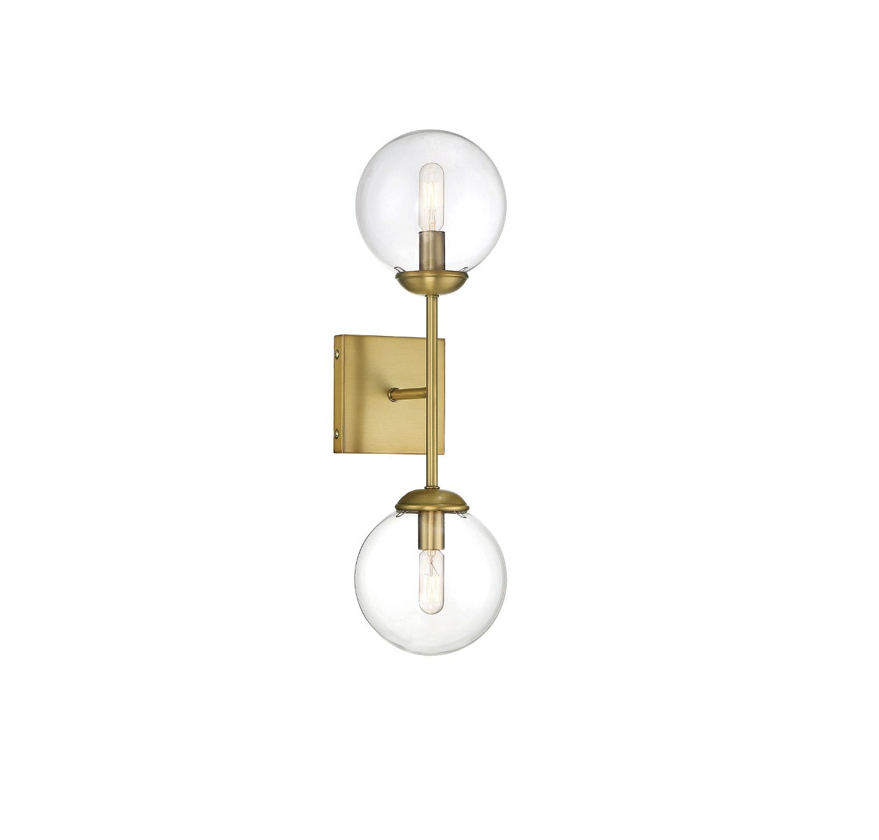 MERIDIAN, MID-CENTURY MODERN TRANSITIONAL NATURAL BRASS SCONCE, WALL SCONCES