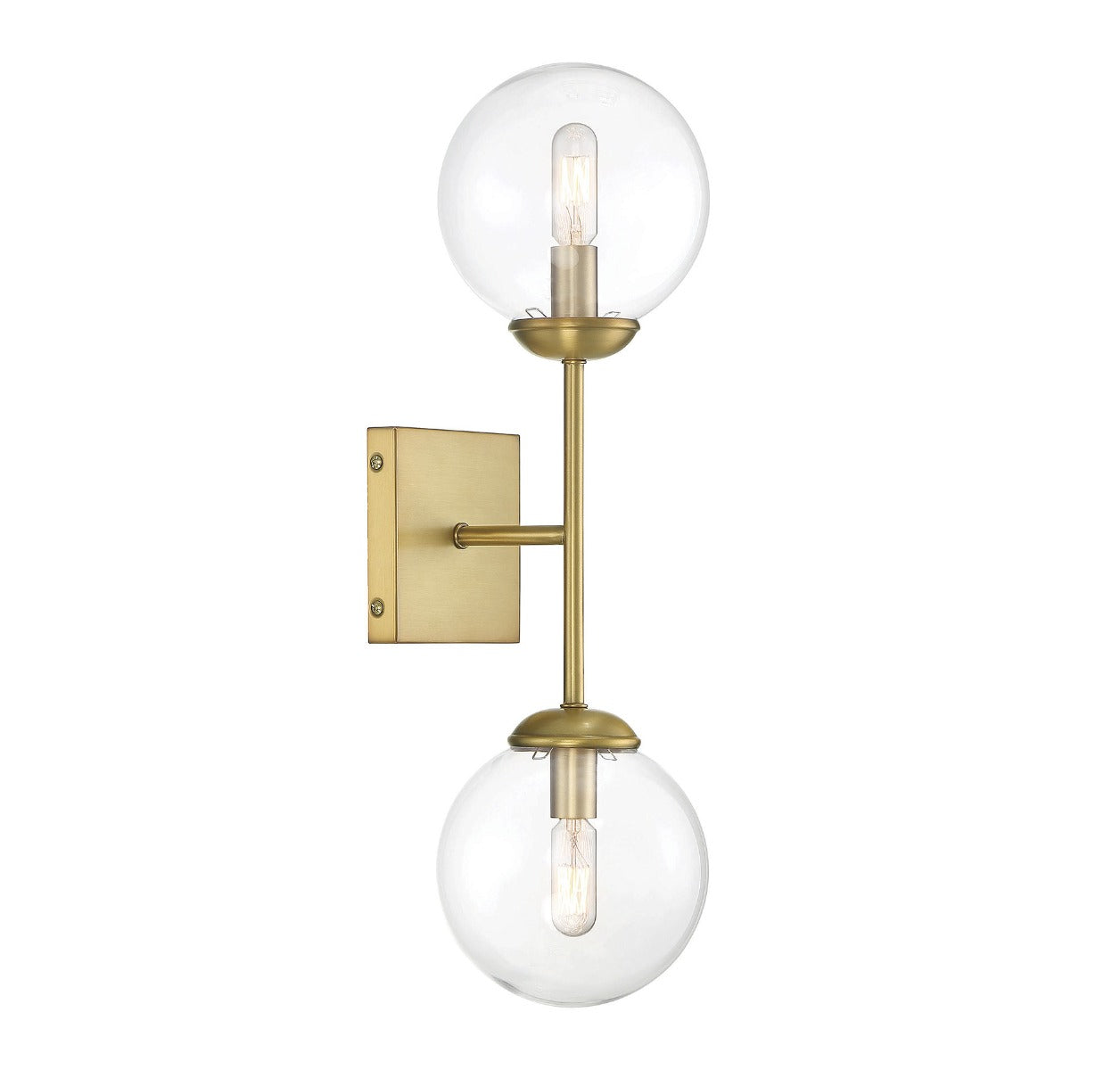 MERIDIAN, MID-CENTURY MODERN TRANSITIONAL NATURAL BRASS SCONCE, WALL SCONCES