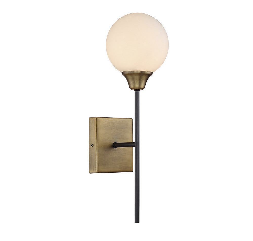 MERIDIAN, MID-CENTURY MODERN TRANSITIONAL OILED RUBBED BRONZE WITH NATURAL BRASS SCONCE, WALL SCONCES
