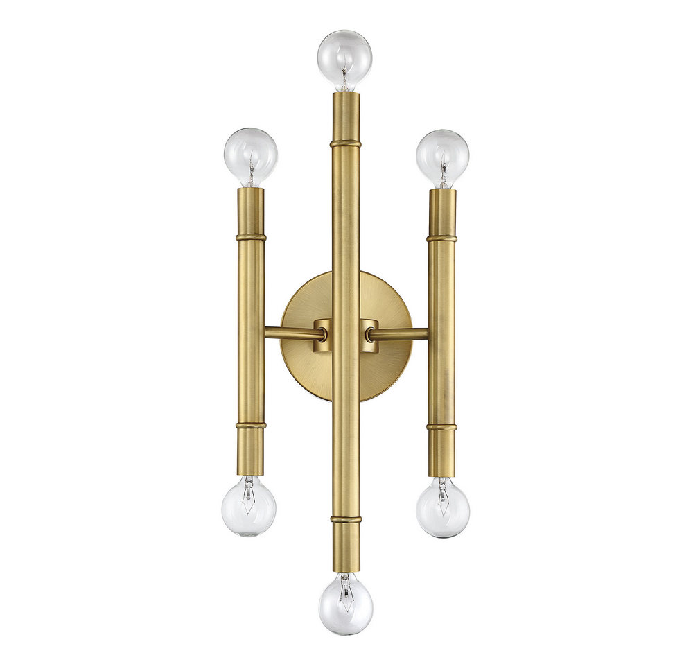 MERIDIAN, MID-CENTURY MODERN TRANSITIONAL NATURAL BRASS SCONCE 2, WALL SCONCES