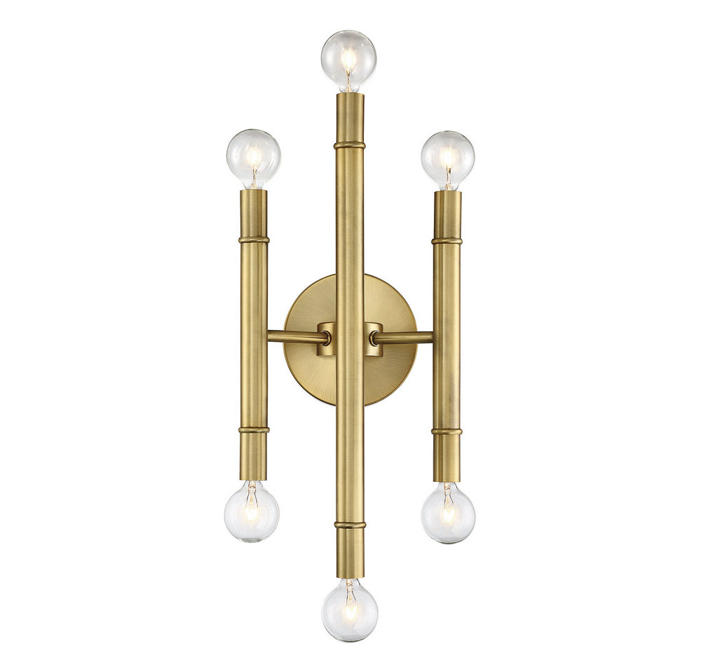 MERIDIAN, MID-CENTURY MODERN TRANSITIONAL NATURAL BRASS SCONCE 2, WALL SCONCES