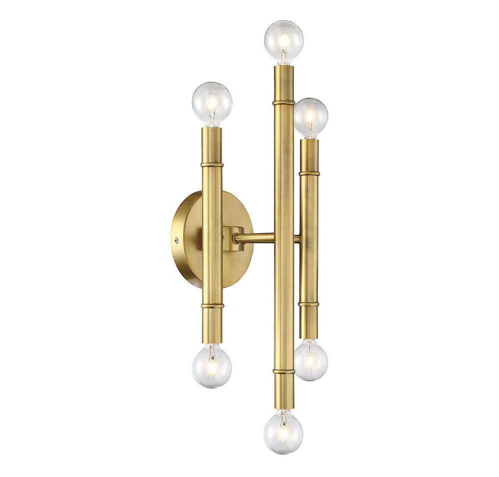 MERIDIAN, MID-CENTURY MODERN TRANSITIONAL NATURAL BRASS SCONCE 2, WALL SCONCES