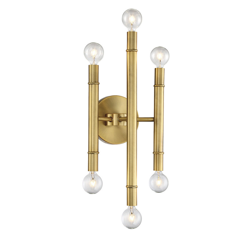 MERIDIAN, MID-CENTURY MODERN TRANSITIONAL NATURAL BRASS SCONCE 2, WALL SCONCES