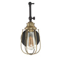 MERIDIAN, INDUSTRIAL RUSTIC OIL RUBBED BRONZE WITH NATURAL BRASS SCONCE, WALL SCONCES