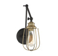 MERIDIAN, INDUSTRIAL RUSTIC OIL RUBBED BRONZE WITH NATURAL BRASS SCONCE, WALL SCONCES