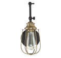 MERIDIAN, INDUSTRIAL RUSTIC OIL RUBBED BRONZE WITH NATURAL BRASS SCONCE, WALL SCONCES