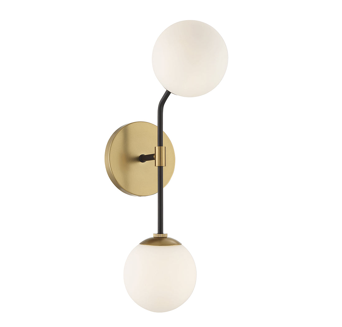 MERIDIAN, MATTE BLACK AND NATURAL BRASS SCONCE, WALL SCONCES