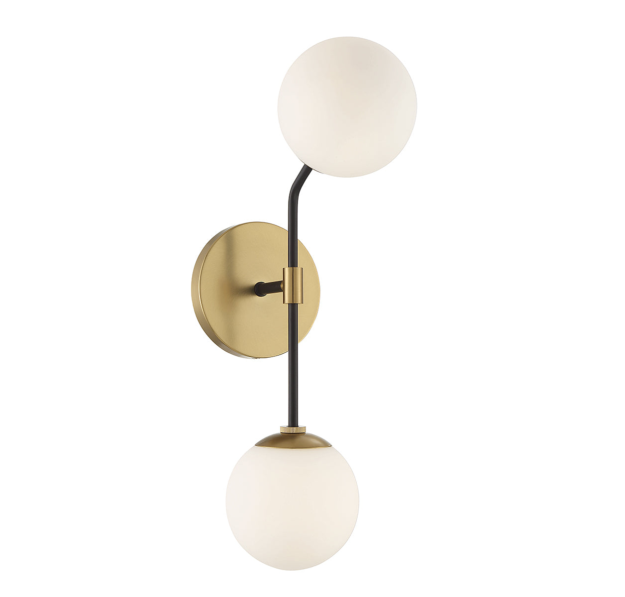 MERIDIAN, MATTE BLACK AND NATURAL BRASS SCONCE, WALL SCONCES