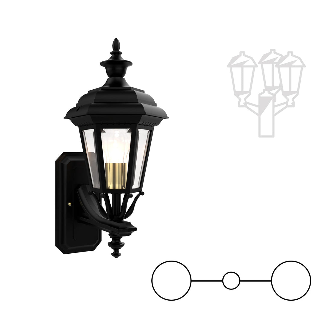 SNOC JAMESTOWN - TWO-HEAD TOP MOUNT WITH FINIAL FOR SMALL POST 11412 2A - Post
