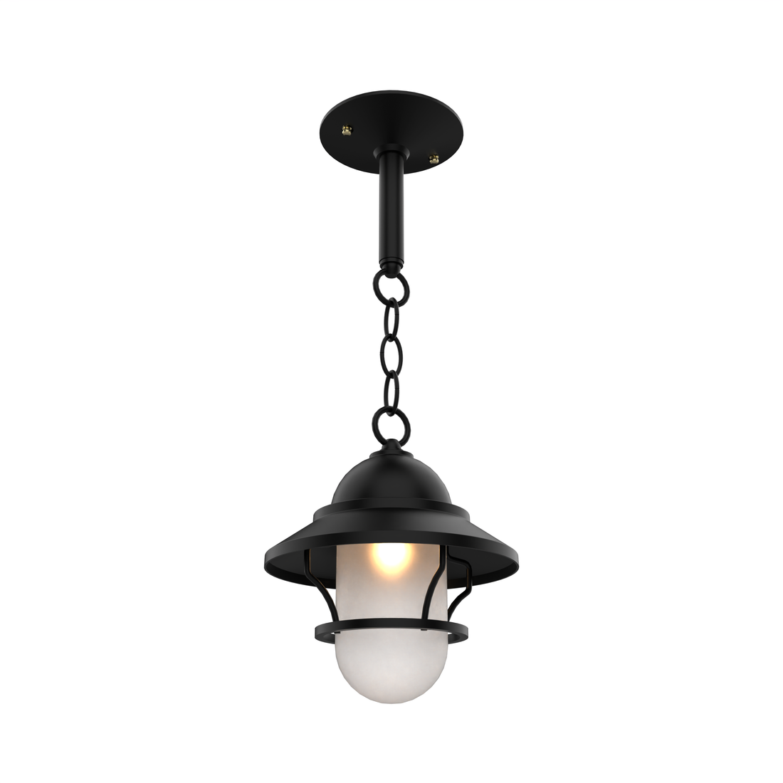 SNOC, SAN FRANCISCO - CHAIN CEILING MOUNT WITH GLOBE AND SMALL GRID 12250, OUTDOOR CEILING LIGHT