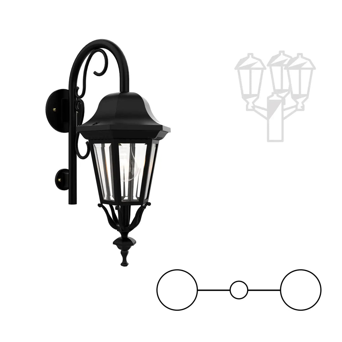 SNOC FLORENCE - TWO-HEAD DOWN MOUNT WITH CLOSED BOTTOM CANE FOR SMALL POST 13798 2A - Post