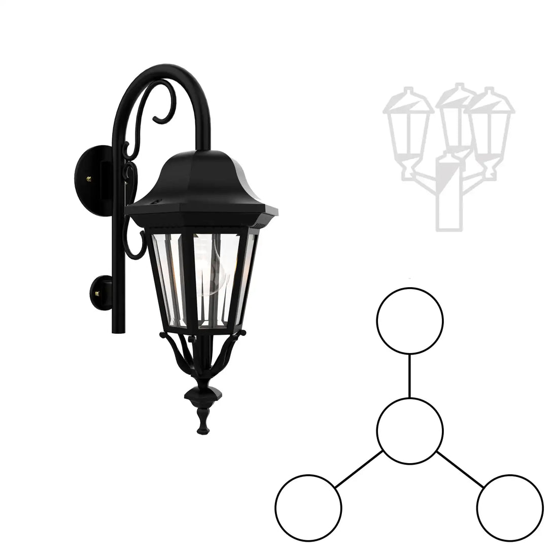 SNOC FLORENCE - THREE-HEAD MOUNTING AND CENTRAL HEAD DOWN WITH CLOSED BOTTOM CANE FOR SMALL SIZE POLE 13798 3A1 - Post