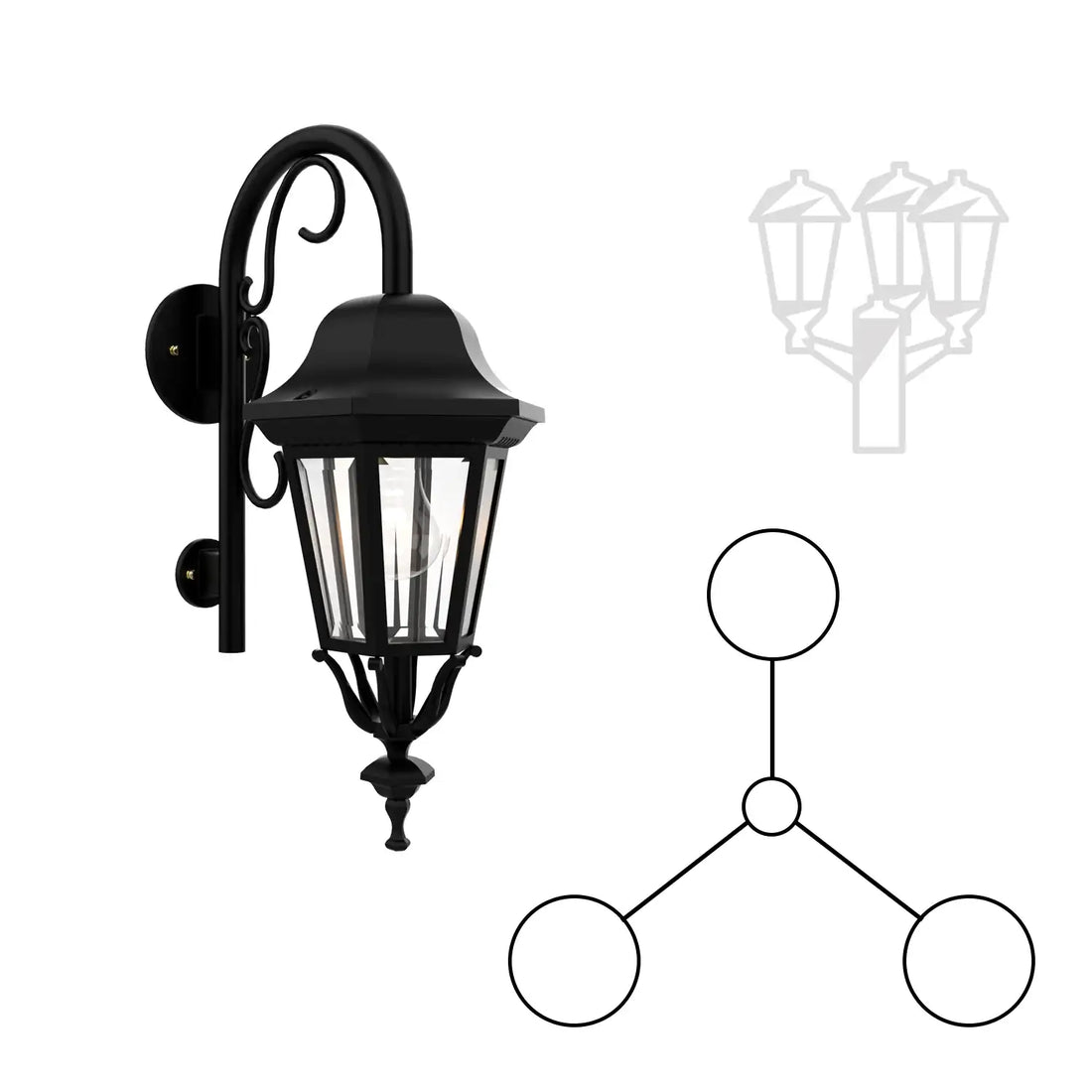 SNOC FLORENCE - THREE-HEAD DOWN MOUNT WITH CLOSED BOTTOM CANE FOR SMALL POLE 13798 3A - Post