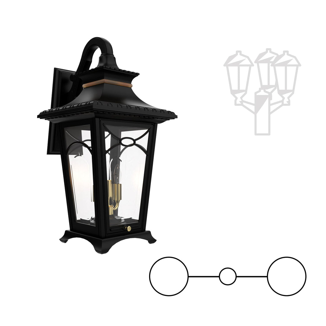 SNOC BELLISSIMA - TWO-HEAD MOUNT DECORATIVE ARM DOWN CLOSED BOTTOM FOR MEDIUM POST 20121 2A - Post