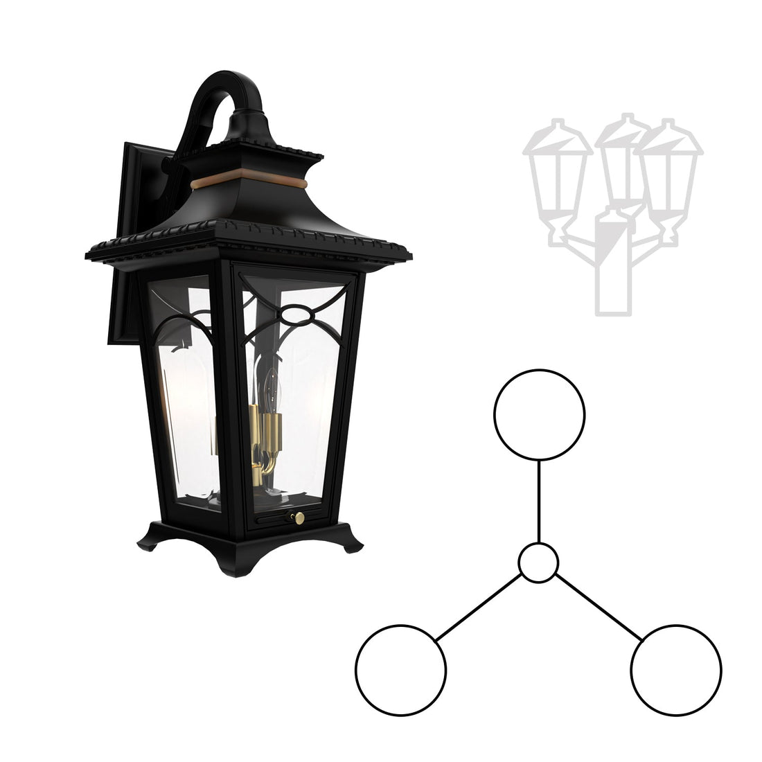 SNOC BELLISSIMA - THREE-HEAD MOUNTING DECORATIVE ARM DOWN CLOSED BOTTOM FOR MEDIUM POLE 20121 3A - Post