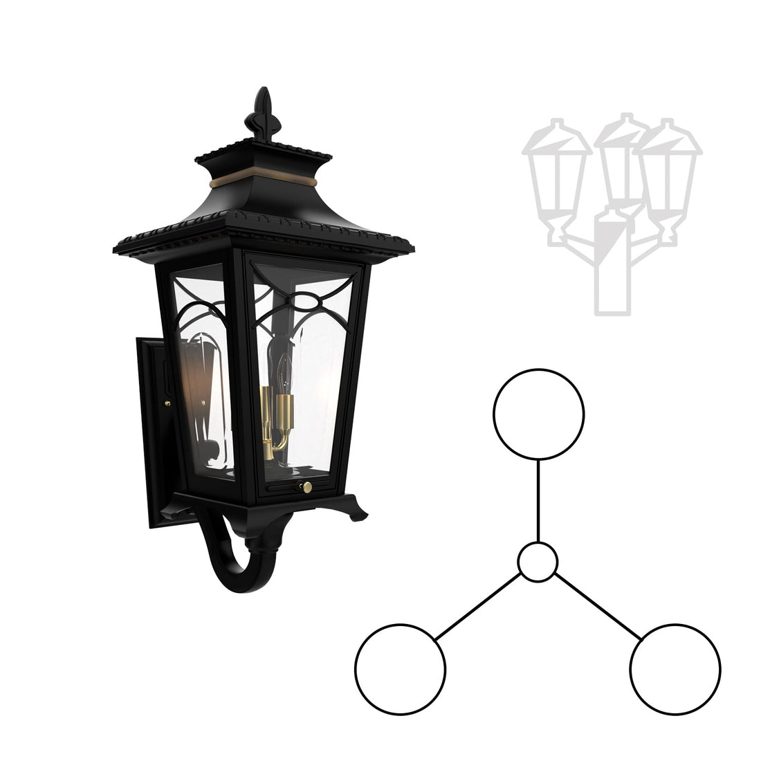 SNOC BELLISSIMA - DECORATIVE ARM UP THREE-HEAD MOUNTING FOR MEDIUM POLE 20124 3A - Post