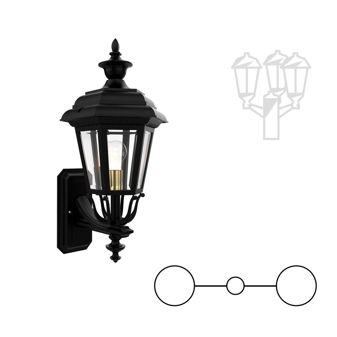 SNOC JAMESTOWN 21412 DOUBLE HEAD UP MOUNT WITH FINIAL FOR MEDIUM POST 21412 2A - Post