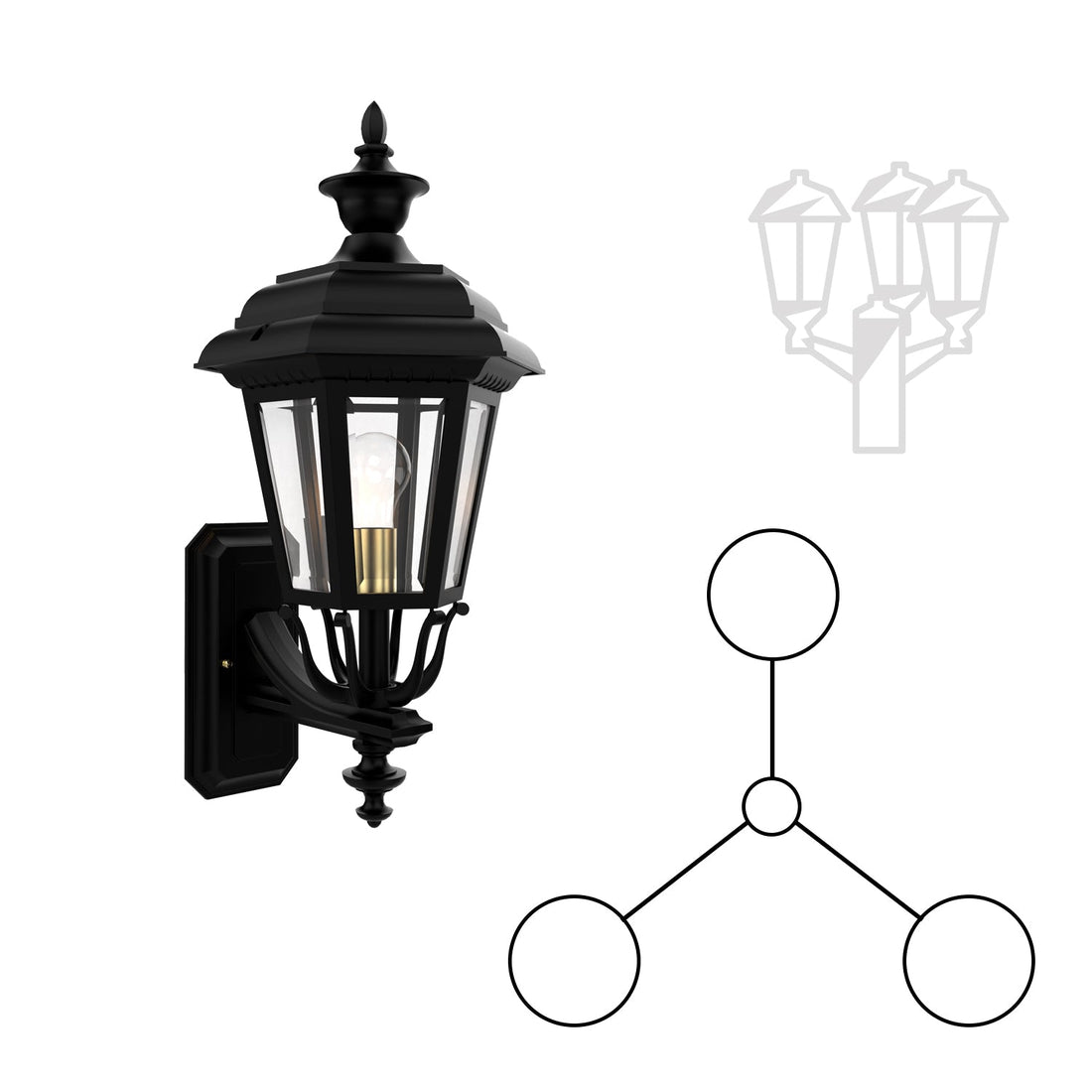 SNOC JAMESTOWN 21412 3 HEAD UP MOUNT WITH FINIAL FOR MEDIUM POST 21412 3A - Post