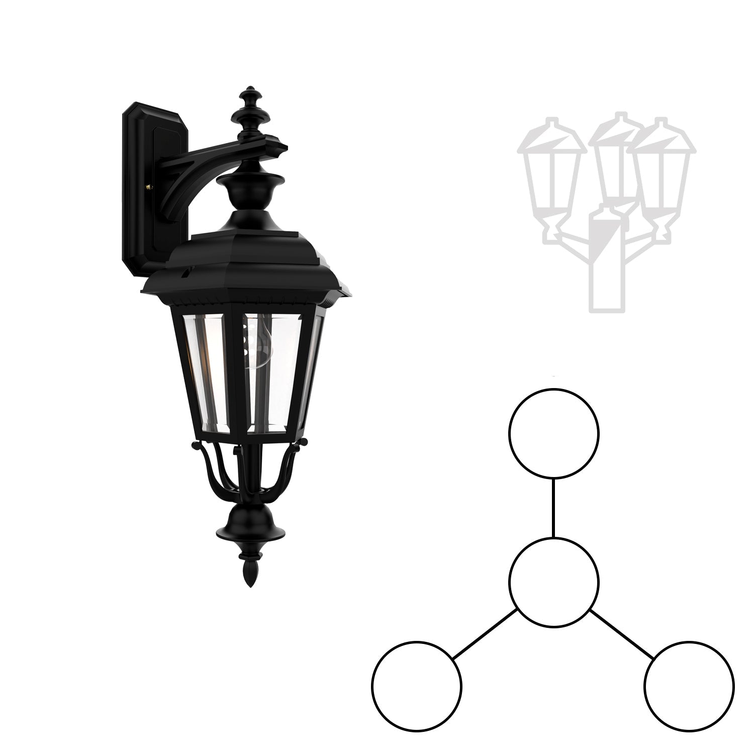 SNOC JAMESTOWN - THREE-HEAD MOUNTING AND CENTER HEAD DOWN CLOSED BOTTOM FOR MEDIUM POLE 21418 3A1 - Post