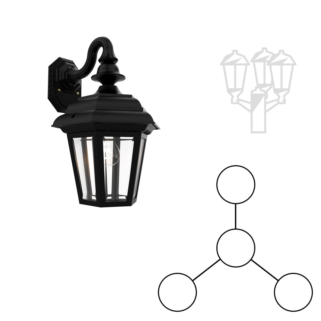 SNOC JAMESTOWN - THREE-HEAD MOUNTING AND CENTER HEAD DOWN OPEN BOTTOM FOR MEDIUM POLE 21482 3A1 - Post
