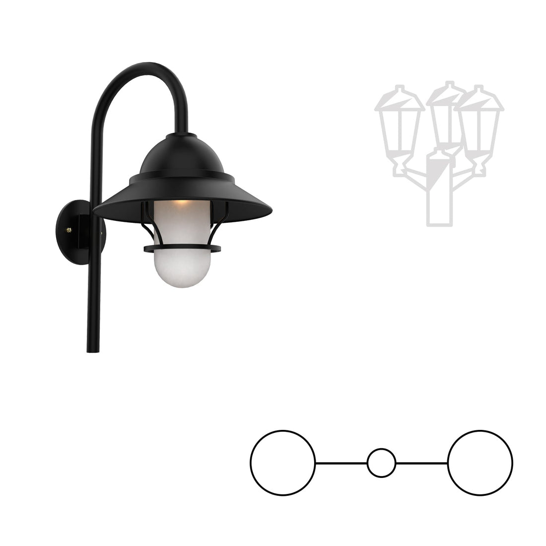 SNOC SAN FRANCISCO - TWO-HEADED DOWNWARD POLE MOUNT WITH GLOBE AND MEDIUM GRID 22299 2A - Post