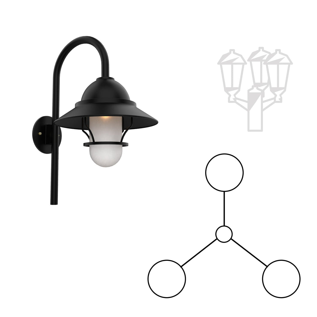 SNOC SAN FRANCISCO - THREE HEAD DOWN CANE MOUNT WITH GLOBE AND MEDIUM GRID 22299 3A - Post