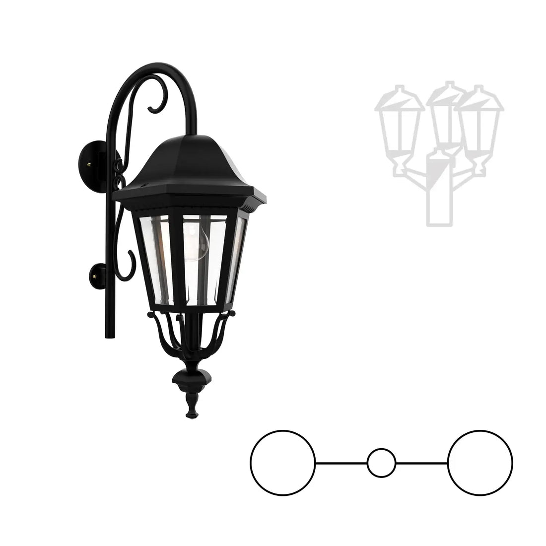 SNOC FLORENCE - DOUBLE HEAD DOWN MOUNT WITH CLOSED BOTTOM CANE FOR MEDIUM POST 23798 2A - Post